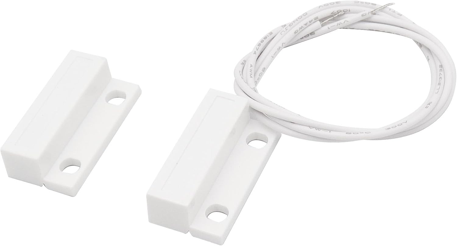 2Pcs Magnetic Reed Switch Wired Surface Mount Normally Closed NC Contact Sensor Alarm Magnetic Door Switch with 2 Wires, ABS, MC-38