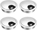 uxcell Cable Hole Cover, 2.1Inch/53mm Zinc Alloy Desk Wire Cord Cable Grommets Hole Cover for Office PC Desk Cable Cord Organizer, 4 Pcs Bright Silver