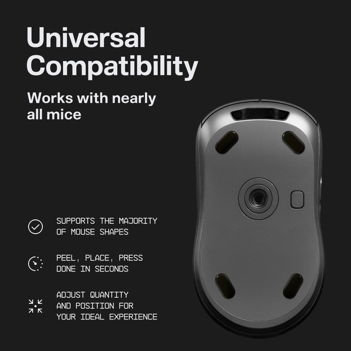 Wallhack UHMW-PE Pill Mouse Skates | Premium Universal Skates for Gaming Mice | Ultra-Smooth Glide on Cloth & Glass Pads | Customize Speed & Control | Durable, Easy to Apply | Black 7mm x 14mm