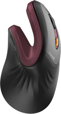ProtoArc Ergonomic Vertical Mouse, EM11 NL Rechargeable Wireless Mouse Bluetooth, Ergo Mice with 3 Multi-Device for PC/Notebook/Laptop, 2.4GHz Optical Mice for Windows, Mac OS, Wine Red