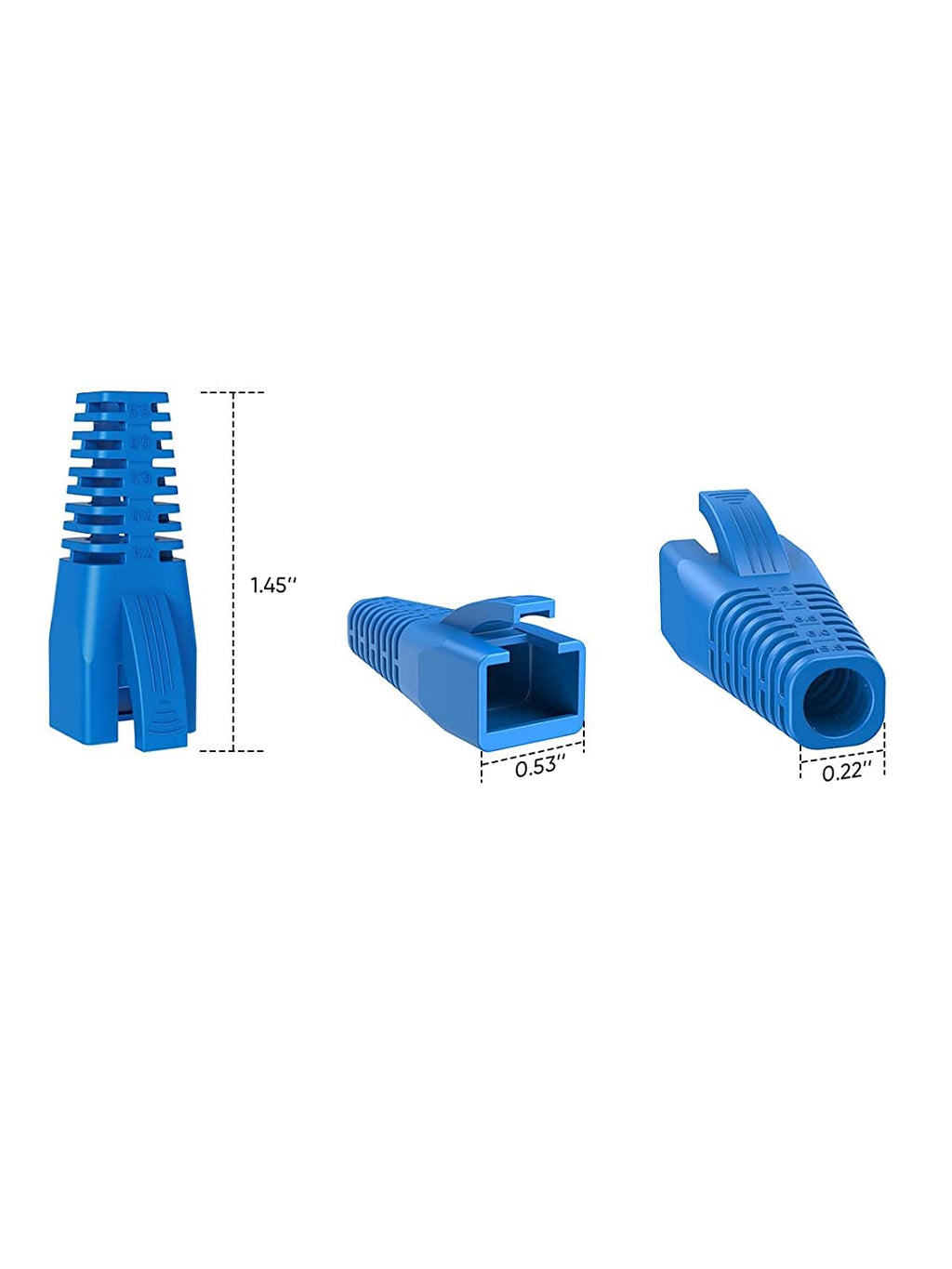 CableCreation RJ45 Ethernet Network Cable Strain Relief Boot 100-Pack Fits CAT5 CAT5E CAT6 CAT6A, RJ45 Color Coded Cable Connector Plug Cover for Various Diameter LAN Cable, Blue