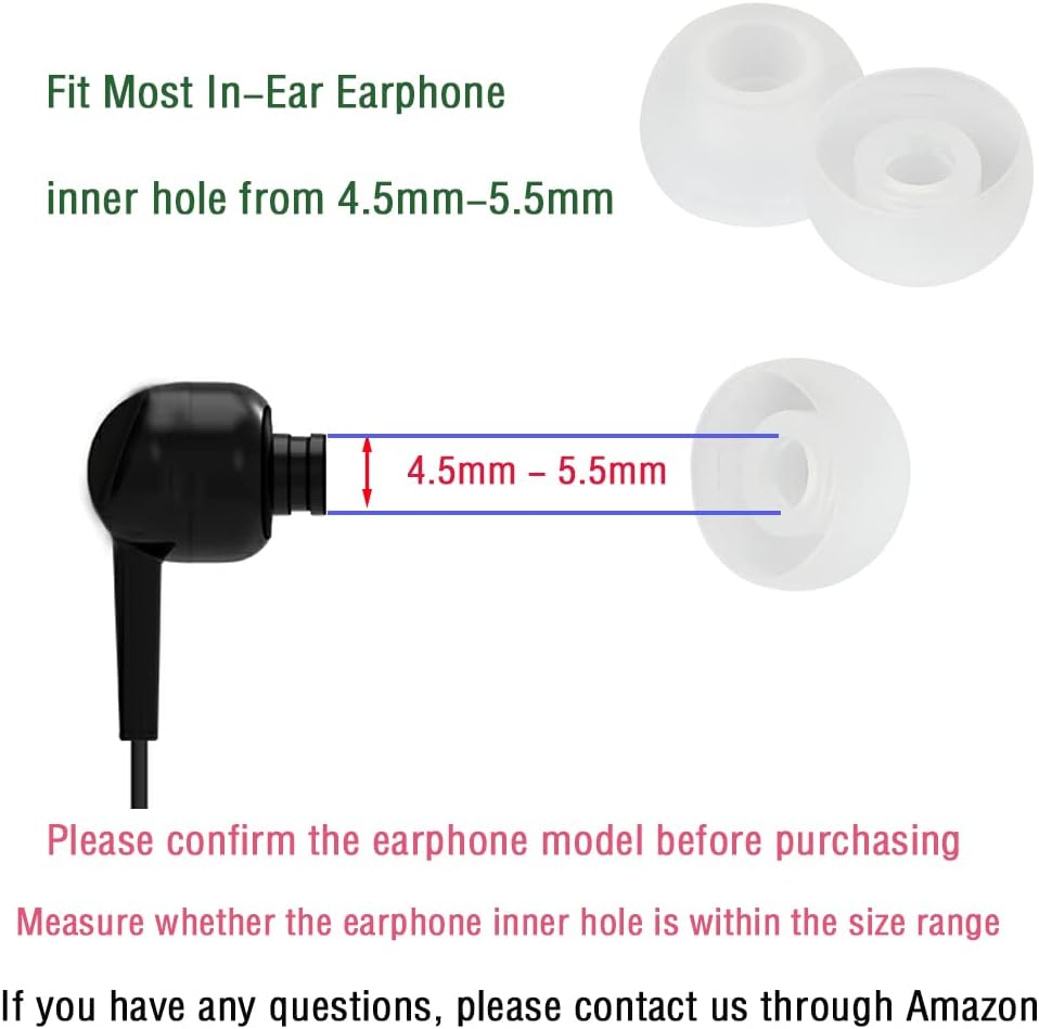 Silicone Earbud Tips Replacement Ear Tips for in- Ear Headphones Earbud Rubber Tips Eartips, 10 Pairs Large