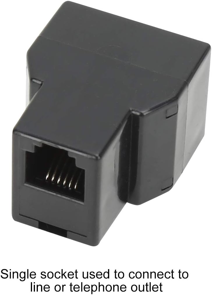 Uvital RJ12 6P6C 1 Female to 2 Female Telephone Line Splitters, Telephone Landline Cable Connector and Separator(Black,4 Pack)