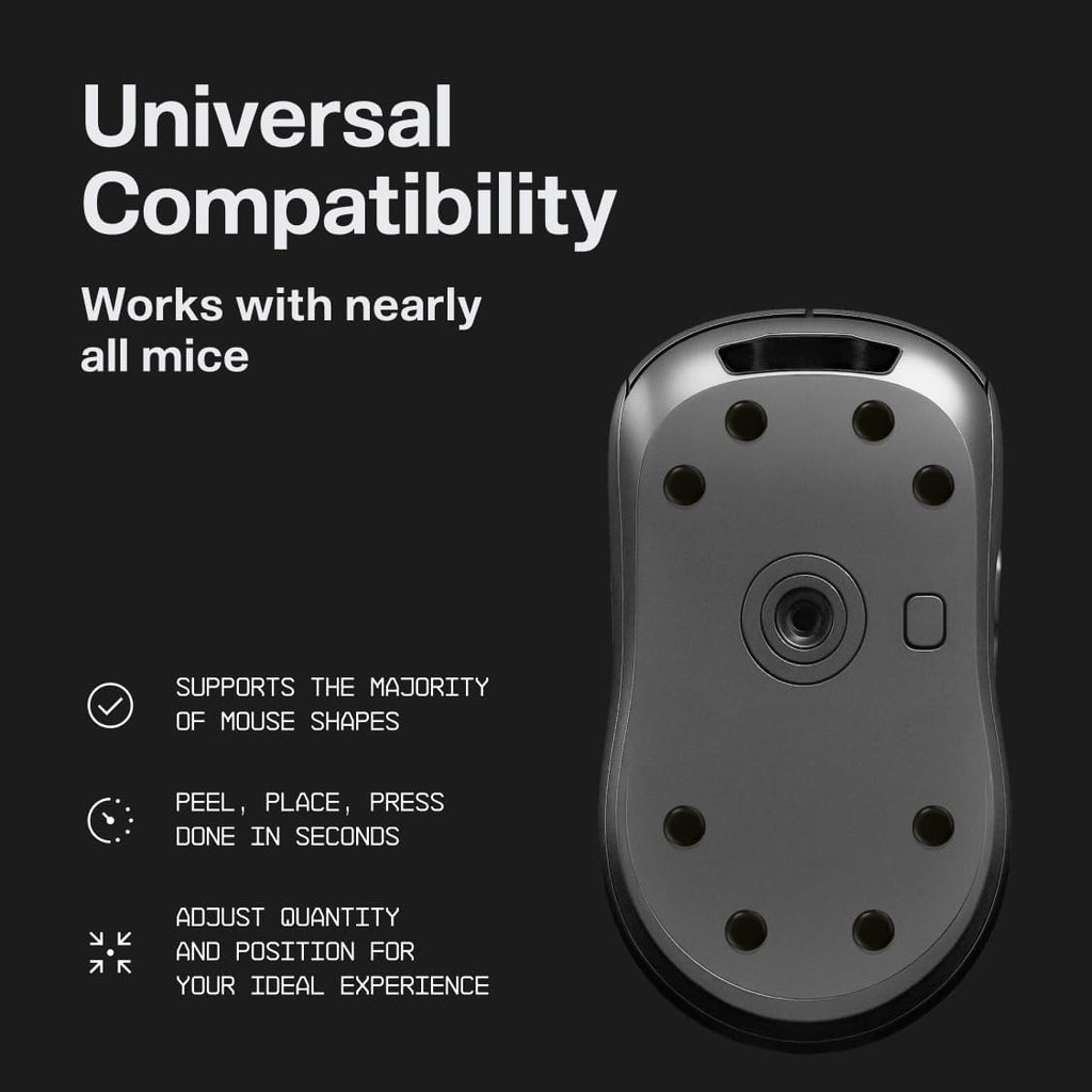 Wallhack UHMW-PE Dot Mouse Skates | Premium Universal Skates for Gaming Mice | Ultra-Smooth Glide on Cloth & Glass Pads | Customize Speed & Control | Durable, Easy to Apply | Black 7mm x 7mm