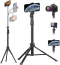 Aureday 88’’ Flexible Phone Tripod with 14.95’’ Gooseneck, Remote and Phone Holder, Overhead Cell Phone Stand＆Selfie Stick for Video Recording, Compatible with iPhone Android Phone, Camera