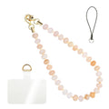 Handmade Natural Gemstone Crystal Beaded Charm Cell Phone Camera Lanyard, Hands-Free Wrist Strap, Phone Chain String, Keychain Decor for Walle (Pink Agate)