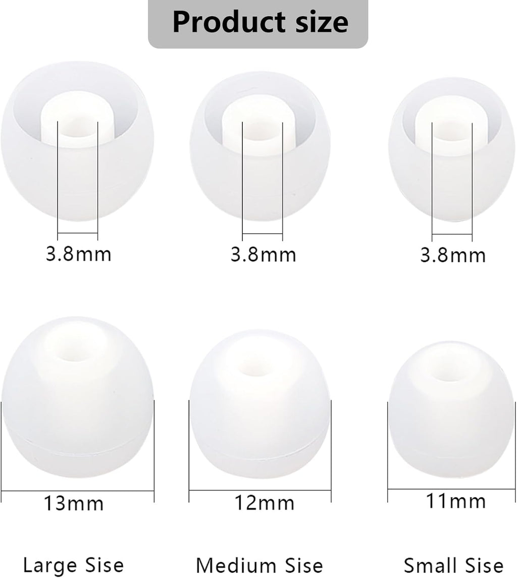 Earbud Replacement Tips Silicone Earbud Tips Ear Tips Fit for in-Ear Headphones (Inner Hole 3.8mm -5.1mm) Earbud Rubber Tips Earbud Covers 9 Pairs