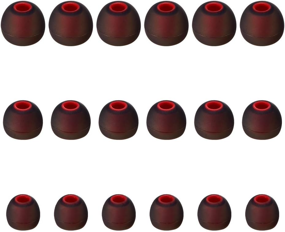 Earbud Tips Soft Silicone Earbuds Replacement Tips Fit for in-Ear Headphones(Inner Hole from 3.8mm - 4.2mm Earphones) 9 Pairs S/M/L,Black/Red