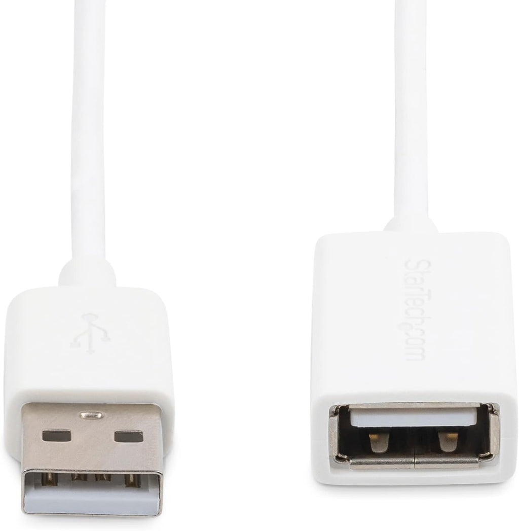 StarTech.com 1m White USB 2.0 Extension Cable Cord - A to A - USB Male to Female Cable - 1x USB A (M), 1x USB A (F) - White, 1 Meter (USBEXTPAA1MW)