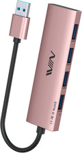 USB 3.0 Hub,4 Port USB Splitter Extender Portable Adapter Multiport Data Hub for Laptop,Xbox, Flash Drive,HDD,Console,Camera,Keyborad,Mouse Windows,Mac OS PC,Not Designed to Charge Devices-Pink