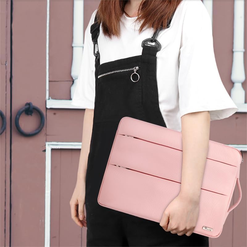 Voova Laptop Sleeve Carrying Case 13 13.6 Inch Compatible with MacBook Air 13 M1/M2/M3/M4, MacBook Pro 13/14, IPad Pro 13, Waterproof Slim Computer Cover Bag, Sakura Pink