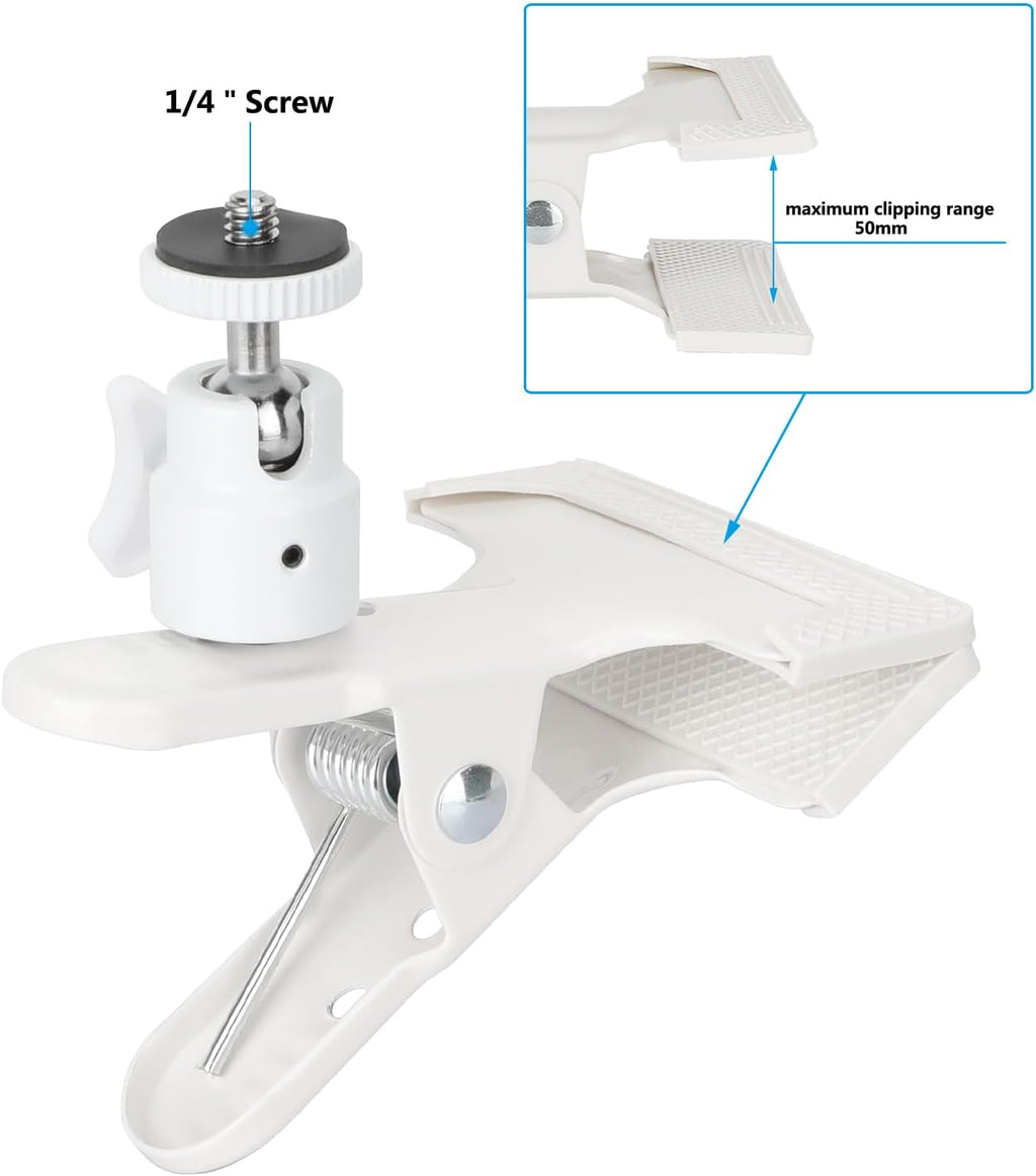 CAMVATE Spring Clip Clamp with Mini Ball Head Mount (White) - 3542