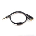 REXUS Black 3.5mm Y Splitter Stereo Audio Cable 4-Pole Male to 2 Female for Headphone, Headset Splitter Adapter Extension Aux Cable, Compatible MobilePhone and New Version Laptop(M22F35H)