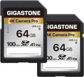 [5-Yrs Free Data Recovery] GIGASTONE 64GB SD Card 2-Pack, 4K Camera Pro, A1 V30 SDXC Memory Card 4K UHD Video Compatible with Canon Digital Camera, with 2 Mini Cases