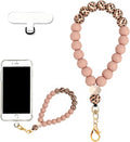 Marble Silicone Beaded Phone Wrist Strap, Cellphone Lanyard with Tether Tab, Elastic Hands-Free Wristlet Bracelet