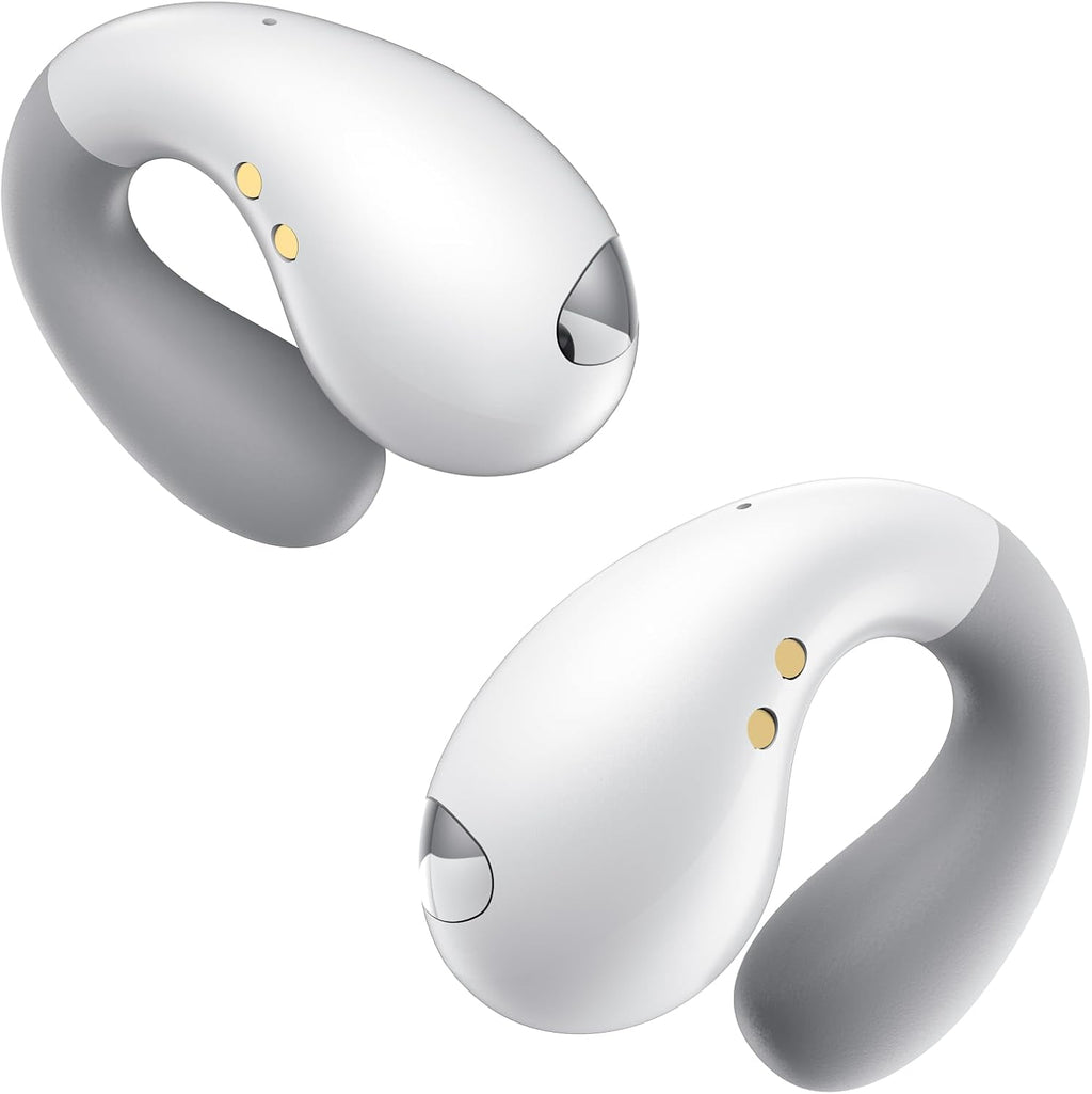 Ultra Open Ear Earbuds - Ergonomic Clip-On Earbuds, Small Bone Conduction Over-The-Ear Headphones with Waterproof Design, Perfect Running Headphones for Sports and Fitness, Velvet White