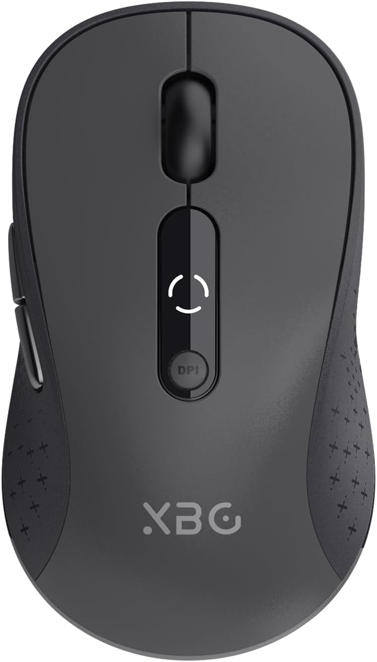 XBG B15 Tri-Mode Wireless Mouse, Bluetooth 5.0/4.0 & 2.4G, 5 Adjustable DPI, Type-C Rechargeable with 3-Level Battery Indicator, Ergonomic Silent Design for Office/Laptop/Travel