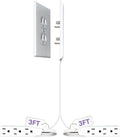 sleek socket Original & Patented Ultra-Thin Outlet with Cord Concealer Kit, Flat Extension with Multi Outlets Power Strip, Ideal for Home Improvement, Hide Bulky and Messy Cords, 6 Feet, White