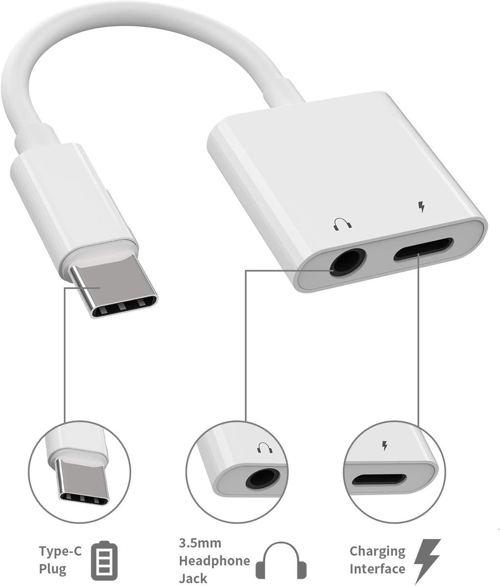 [MFi Certified] 2Pack iPhone 16 15 Headphone Adapter,2 in 1 USB C to 3.5mm Aux Audio Dongle +Charge Splitter Headphone Accessories Compatible with iPhone 16/16 Pro/16 Pro Max/iPhone15/15Pro/15Pro Max