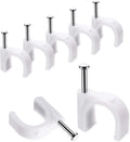 Cable Clips, 100 Pcs, 10mm, Wire Wall Clips with Steel Nails, Cable Management Organizer Clips, Cable Tacks Coax Holder Clips, RG6 RG59 CAT6 RJ45 Cable Cord Clips, White