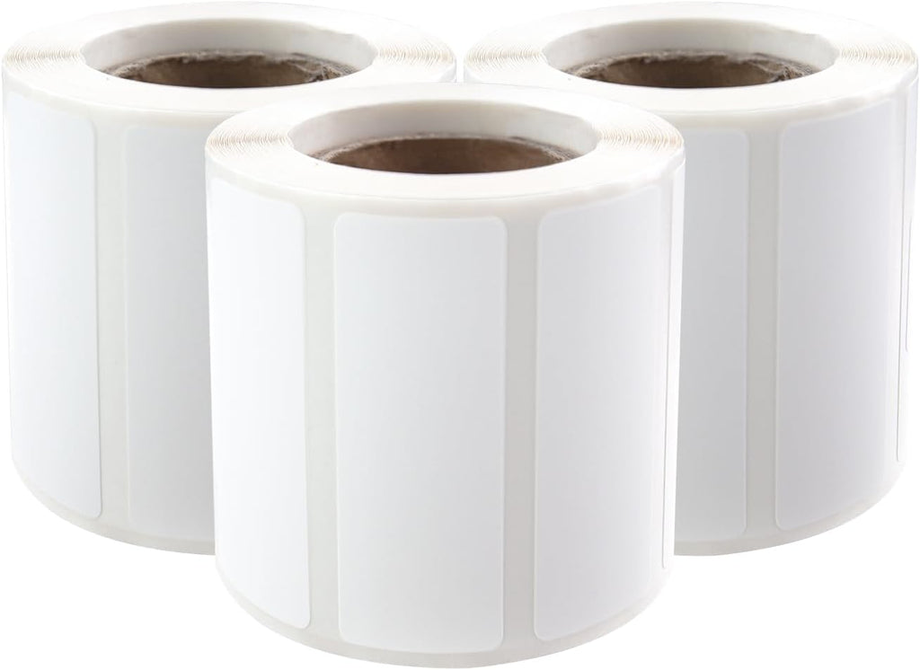PUQU 30x15mm Direct Thermal Sticker Labels, Self-Adhesive All-Purpose Label Maker Tape, Compatible with AQ Series Label Printer, Refills Standard Laminated Office Labeling, 3 Rolls, 1200 Labels