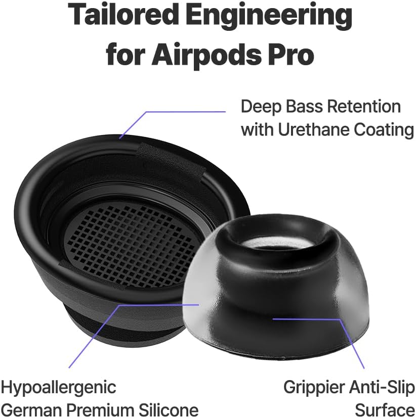 AZLA Crystal for Airpods Pro 1st & 2nd Gen (2-Pair, L) – Airpod Pro Ear Tip Replacement – Airpod Pro Tips with Premium Silicone