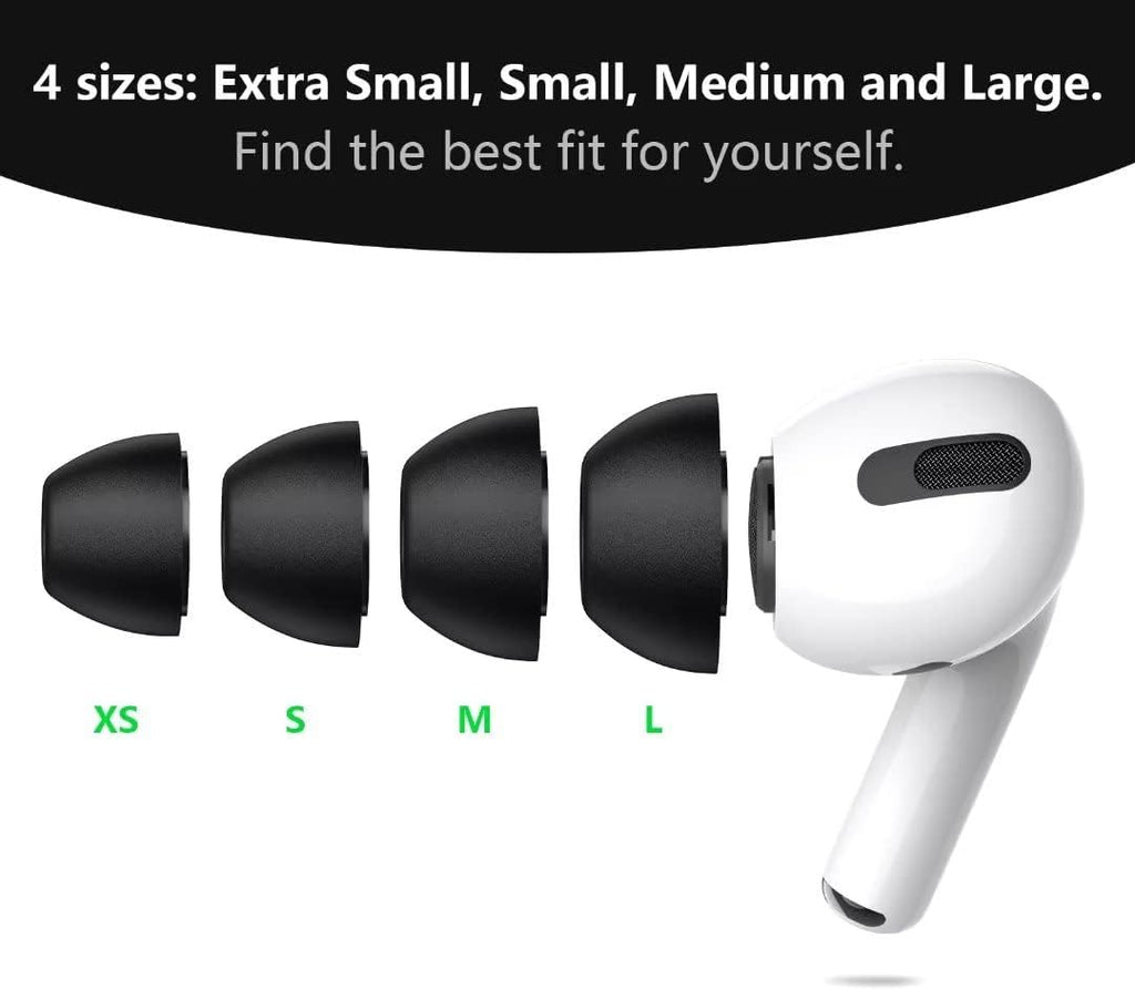 Lanwow Premium Memory Foam Tips for AirPods Pro & AirPods Pro 2nd Generation. No Silicone Eartips Pain. Anti-Slip Eartips. Fit in The Charging Case, 3 Pairs (Small, Black)