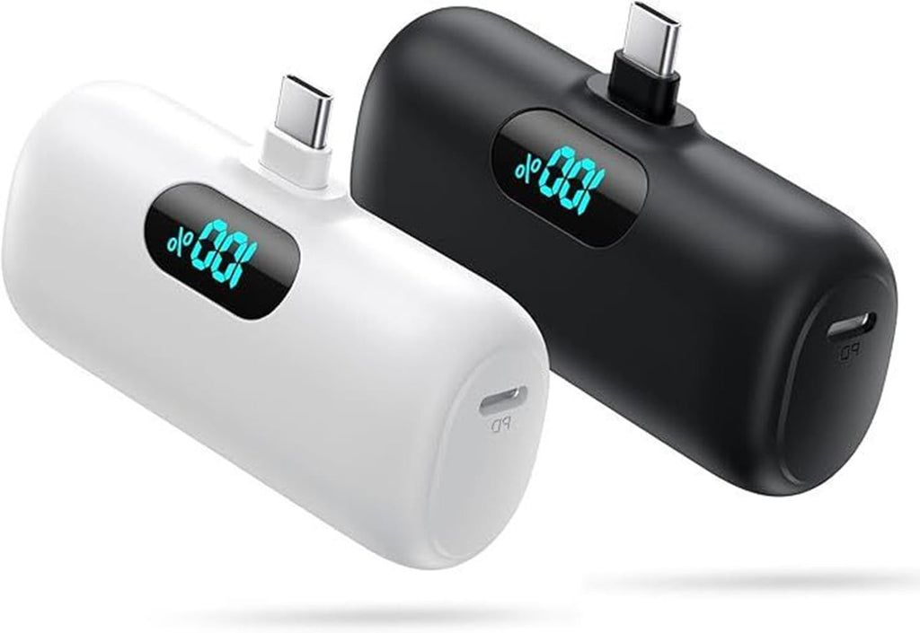 [2 Pack] Samll Portable Charger for iPhone 16/15 Series, 5000mAh 3A PD USB C Power Bank, Mini LCD Display Battery Pack Compatible with iPhone 16/16 Plus/16 Pro/15 Pro Max,Samsung,Android/Moto/LG etc