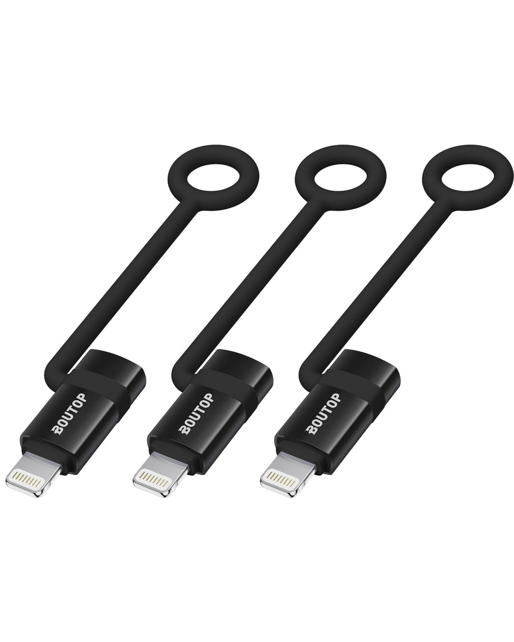 [MFi Certified] 36W USB C to Lightning Cable Adapter, Support Data Sync/PD Fast Charging Compatible with iPhone iPad AirPods, with Anti-Lost Holder - Black 3 Pack