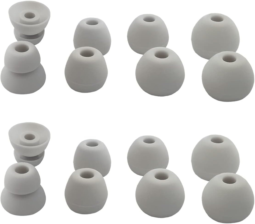 Silicone Earbuds Tips for Powerbeats Pro, Powerbeats 4 & 2 & 3 Beats Flex Replacement Eartips 8 Pairs L/M/S Double Flange Rubber Powerbeats Ear Tips Gray White