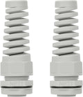 LeMotech 2Pcs NPT 1" IP68 Waterproof Cable Gland Flex Spiral Strain Relief Grey Nylon Joint with Gaskets for 18-25mm Wire Thread