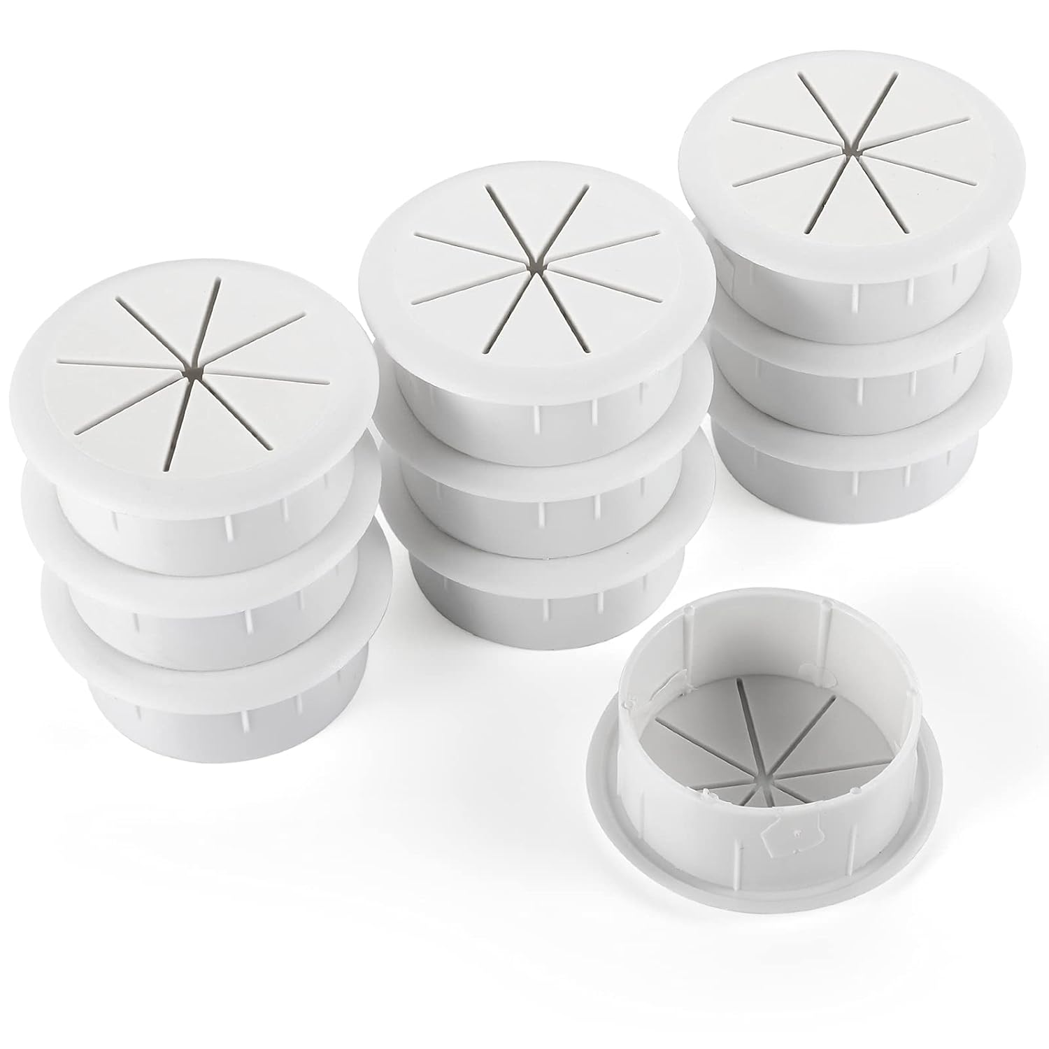 HYCC 10 Pack 2-3/8 Inch Flexible Desk Grommet,Organize Wires and Cables on Office Equipment, Computer Components, Entertainment Systems Effectively - Color: White