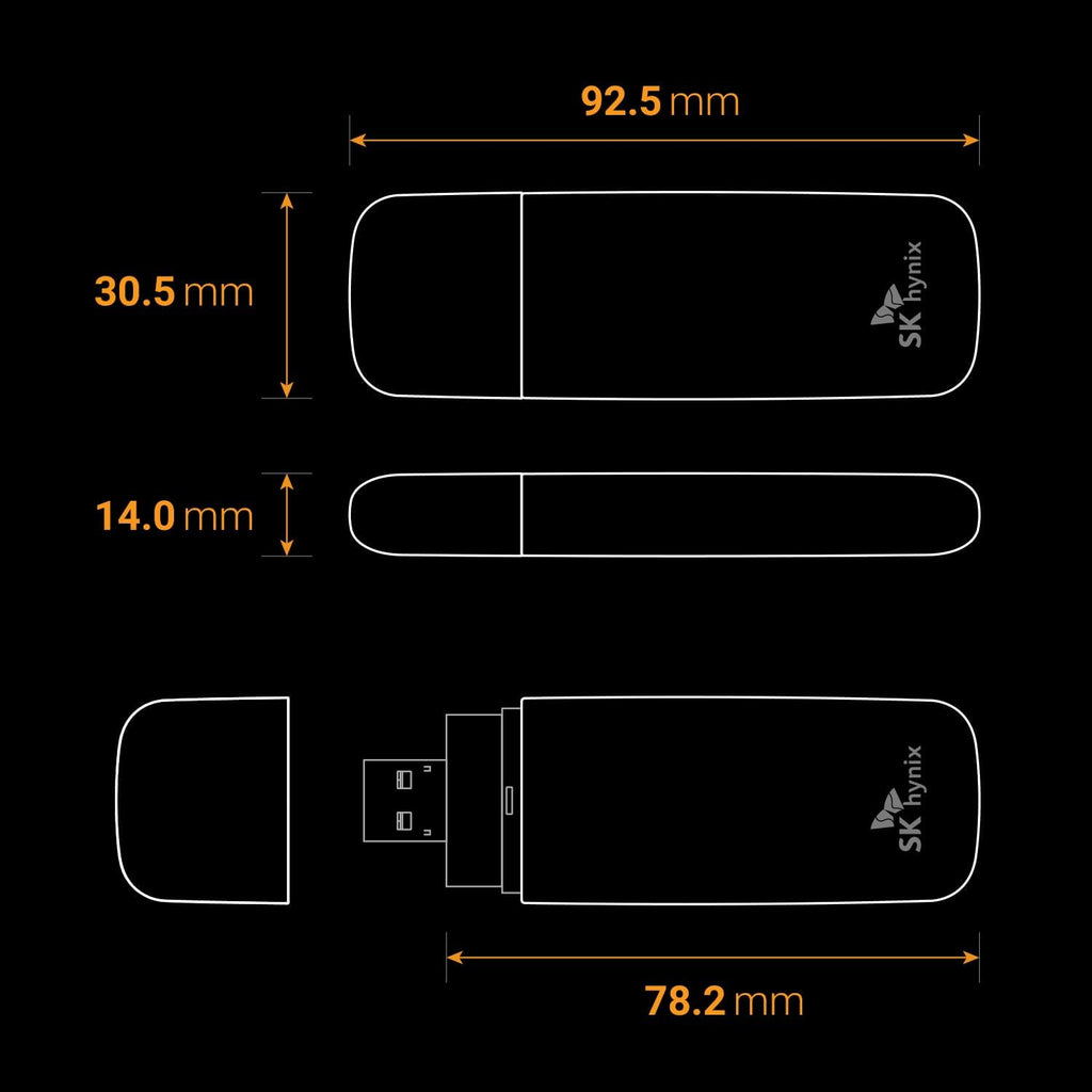 SK hynix Tube T31 2TB Stick Type SSD with DRAM | up to 1000MB/s | 10 Gbps | USB-A 3.2 Gen2 | External Solid State Flash Drive Compatible with Mac, Window PC, Gaming Console