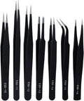 Precision ESD Anti-Static Tweezers, 7 pcs Stainless Steel Tweezers Set for Electronics, Jewelry-making, Laboratory Work, Repairing, Hobbies
