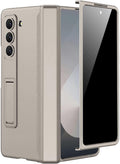 Miimall for Samsung Galaxy Z Fold 6 Case with Privacy Screen Protector, Built-in Adjustable Kickstand & Magnetic Hinge Protection All-Inclusive Protective Case for Galaxy Z Fold 6 5G Titanium Grey