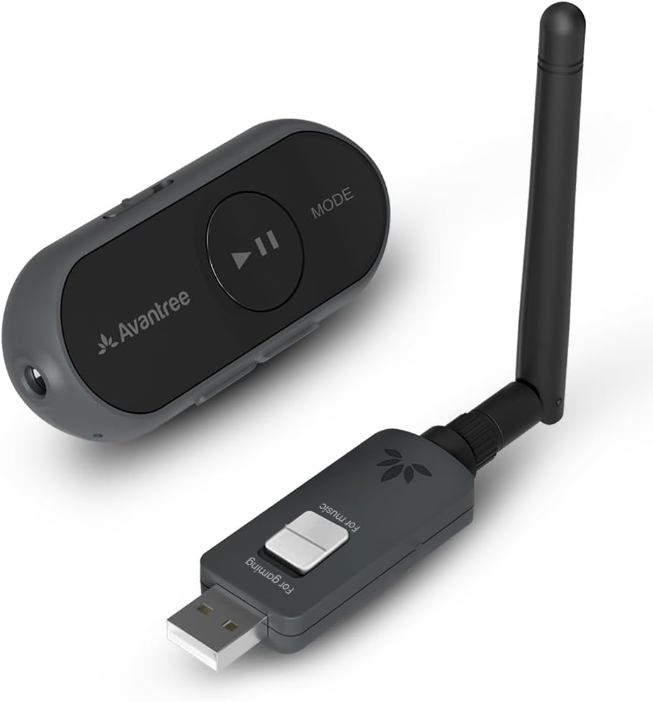 Avantree ProLink - Bluetooth 5.4 LE Audio Transmitter & Receiver Set, aptX Lite, 20 ms Ultra-Low Latency & HiFi Wireless Audio Adapter for Gaming, Calls, Music, Plug & Play for PC, PS5, Mac, Phones