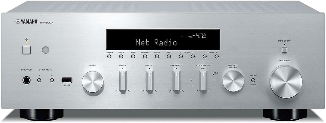 R-N600A Network Receiver with Streaming, Phono and Built-in DAC, Silver