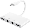 4 in 1 Headphone Splitter, iPhone Headphone Adapter + Dual 3.5mm Headphone Jack Adapter + Charging Port for iPhone 14 13 12 11 X 8 7