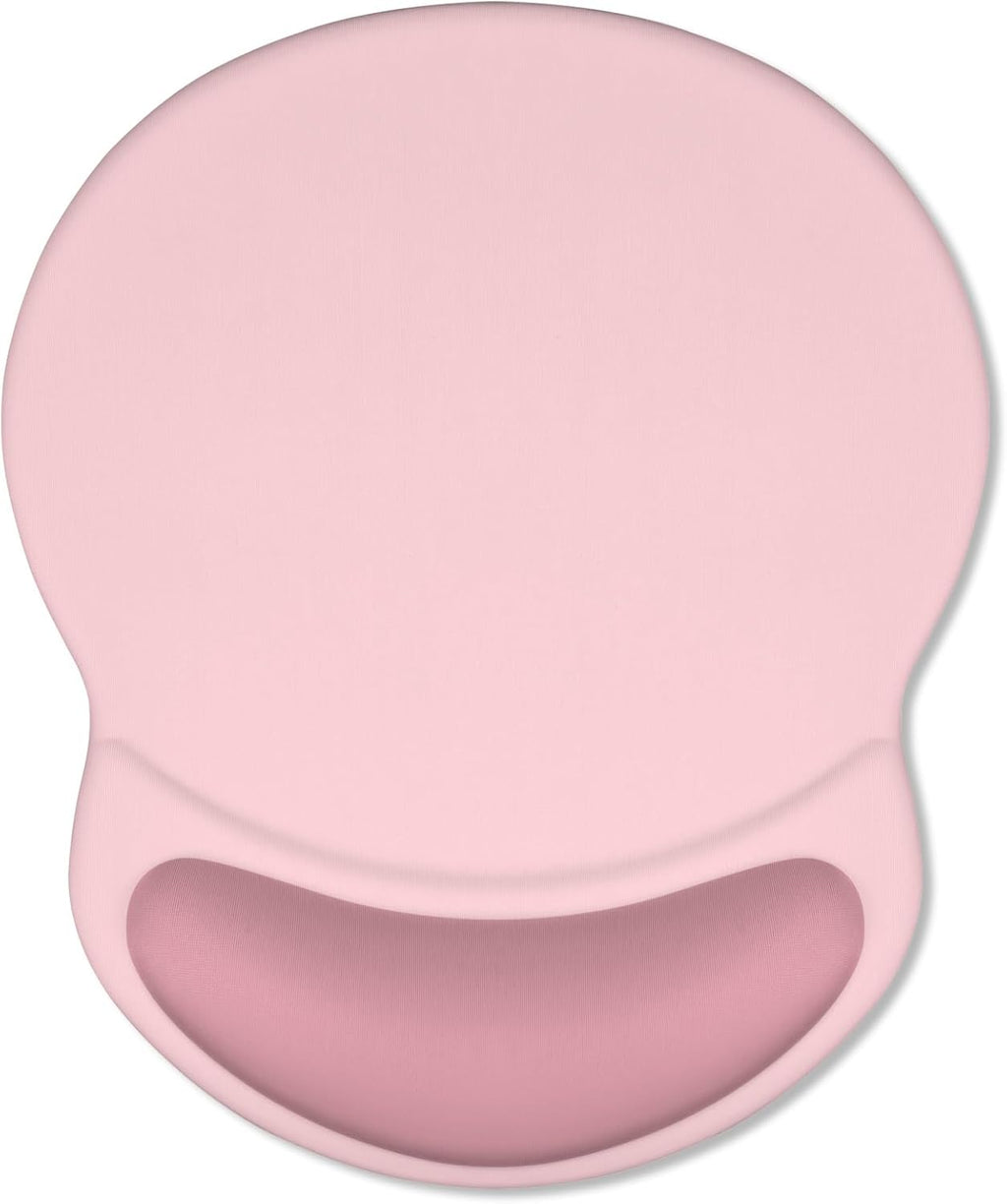 ITNRSIIET Ergonomic Mouse Pad with Comfort Gel Wrist Rest, Non-Slip PU Base, Smooth Textured Surface, Reduces Hand Fatigue & Wrist Pain, 8.7 x 7.2 Inch for Office Gaming Home, Pink Accent