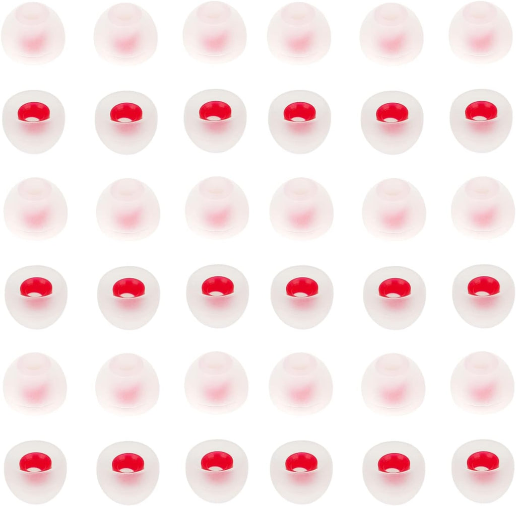 36 Pieces Medium Earbud Tips Soft and Comfortable Ear Bud Replacement Pieces Silicone Fit Most in-Ear Headphones，Inner Hole 3.8mm -5.5mm，Medium White and Red Replacement Eartips