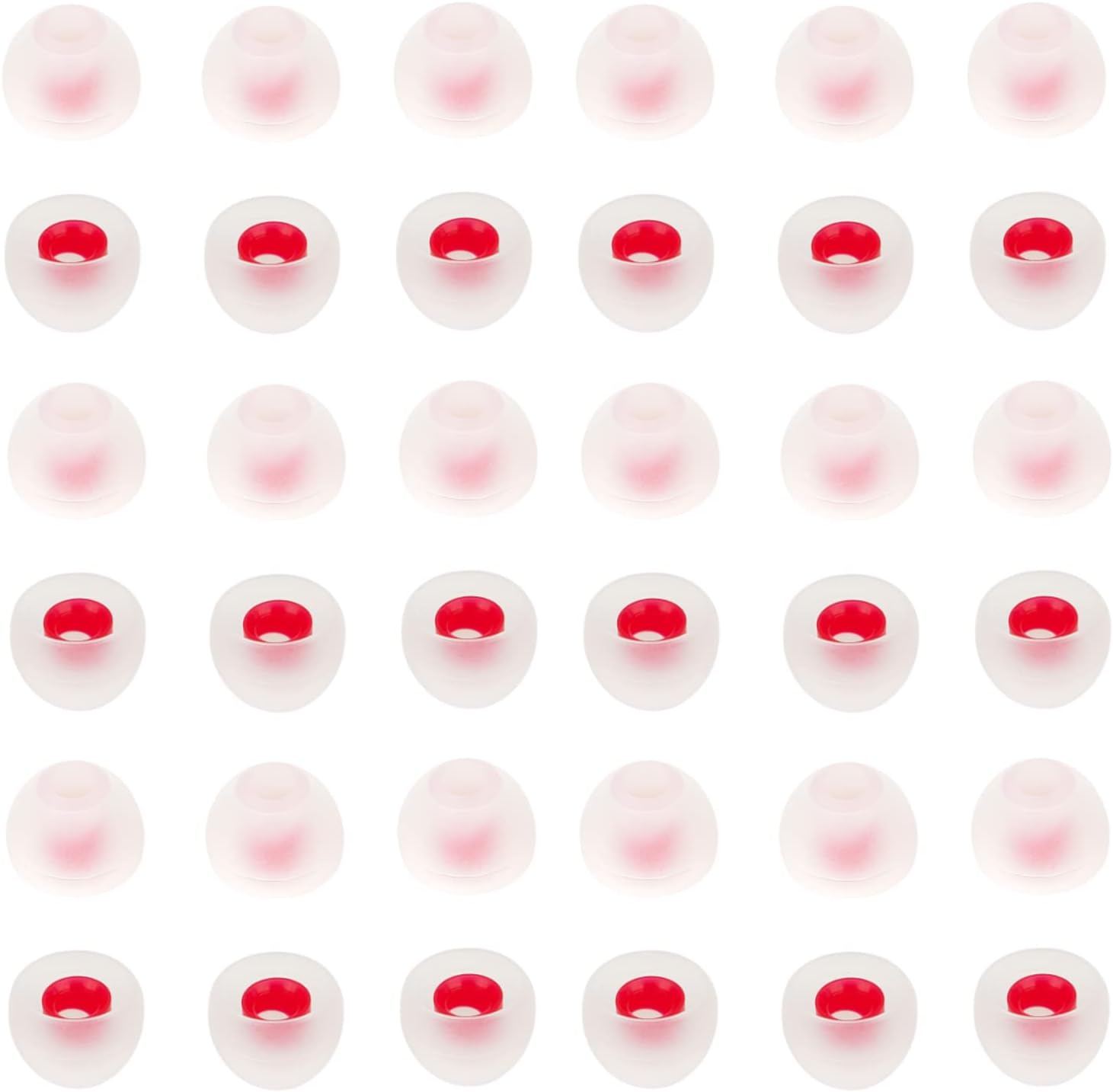 36 Pieces Medium Earbud Tips Soft and Comfortable Ear Bud Replacement Pieces Silicone Fit Most in-Ear Headphones，Inner Hole 3.8mm -5.5mm，Medium White and Red Replacement Eartips
