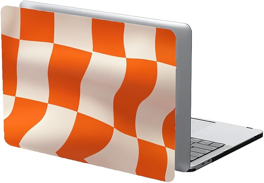 Compatible with MacBook Air 13.3 13.6 Inch Case 2022 2021 2020 2019 Plastic Hard Shell Case Cover,13.6 Air (A2681) M2 2022, Orange and White Checkered Flag