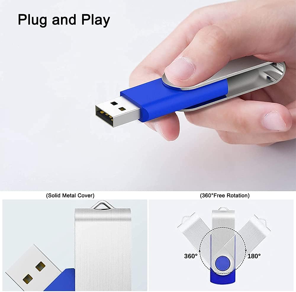 KOOTION 5 X 1GB USB Flash Drives Thumb Drives Pack Memory Stick USB 2.0(5 Colors: Black Blue Green Purple Red)