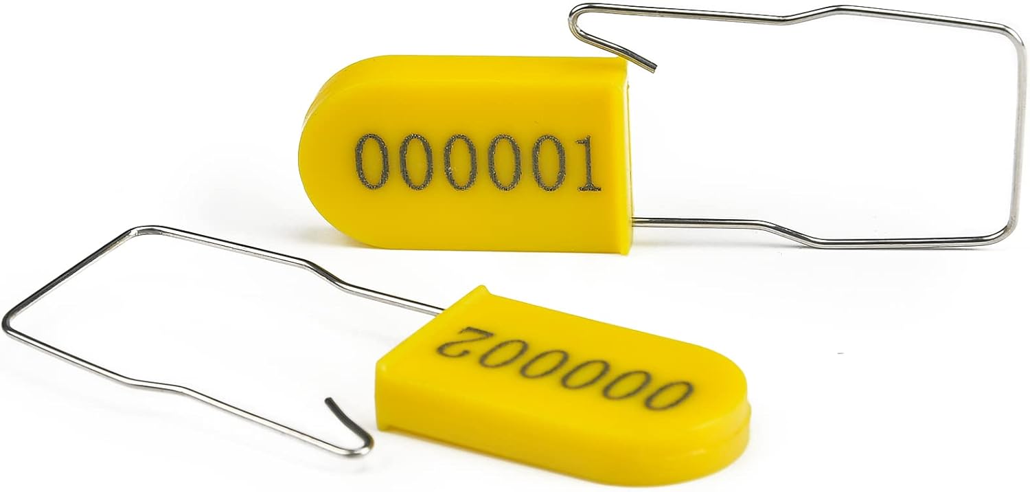 100PCS Plastic Padlock Security Seals Metal Wire Padlocks Electric Meter Seal Disposable Anti-Tamper Lock Numbered Anti Tamper Tag Hasps Yellow