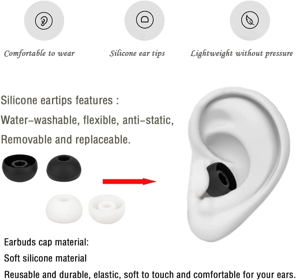 Replacement Earbud Tips Silicone Ear Tips Earbuds Buds Set Compatible with Powerbeats 1/2/3 Wireless Beats by Dre Headphones,8 Pairs Earbud Cap(Black+White)
