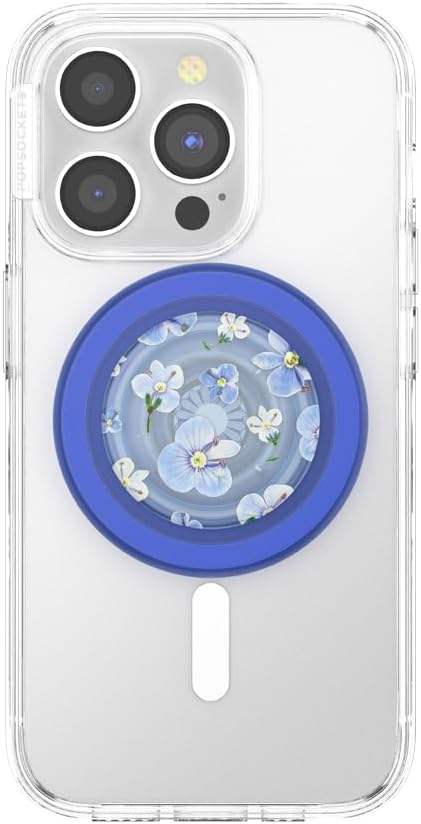 PopSockets Phone Grip for MagSafe with Kickstand, Magnetic Stand, Swappable Top, Secure Hold for iPhone MagSafe Cases, Phone & Tablet Grip - Blue Fields
