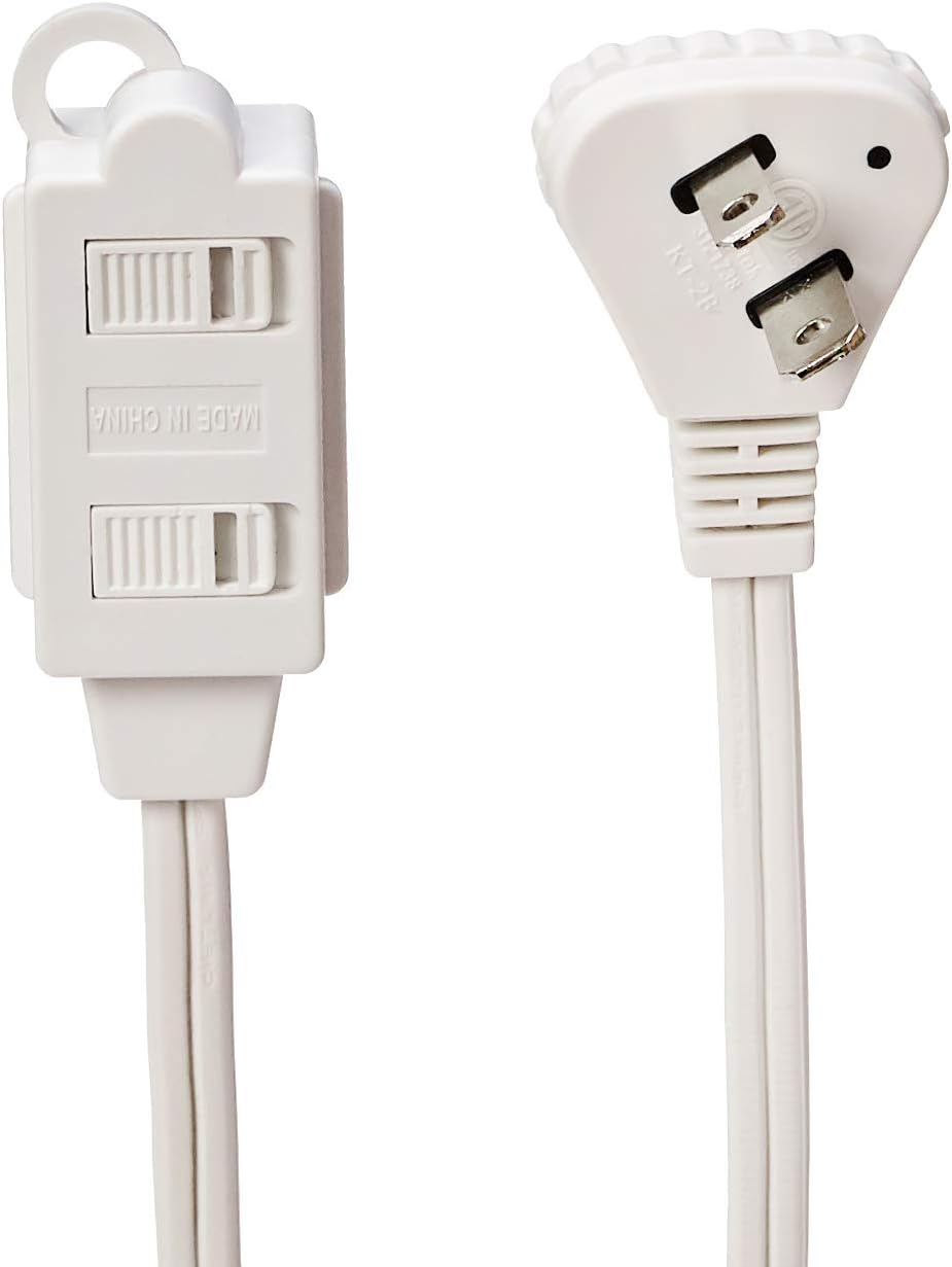 Amazon Basics 6 foot 2-Prong Indoor Rectangle Extension Cord Power Strip - Flat Plug - 13 Amps, 1625 Watts, 125 VAC - 2-Pack, White