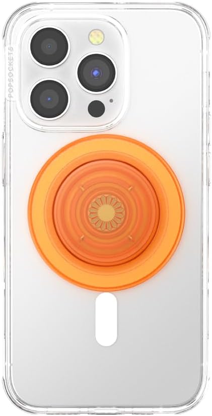 PopSockets Phone Grip for MagSafe with Kickstand, Magnetic Stand, Swappable Top, Secure Hold for iPhone MagSafe Cases, Phone & Tablet Grip - Orange Zest
