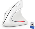 TECKNET Ergonomic Mouse, 4800 DPI Wireless Vertical Mouse with 5 Adjustable DPI Levels, 6 Buttons, 2.4GHz Optical Carpal Tunnel Mouse for Laptop, Desktop, PC, MacBook - White