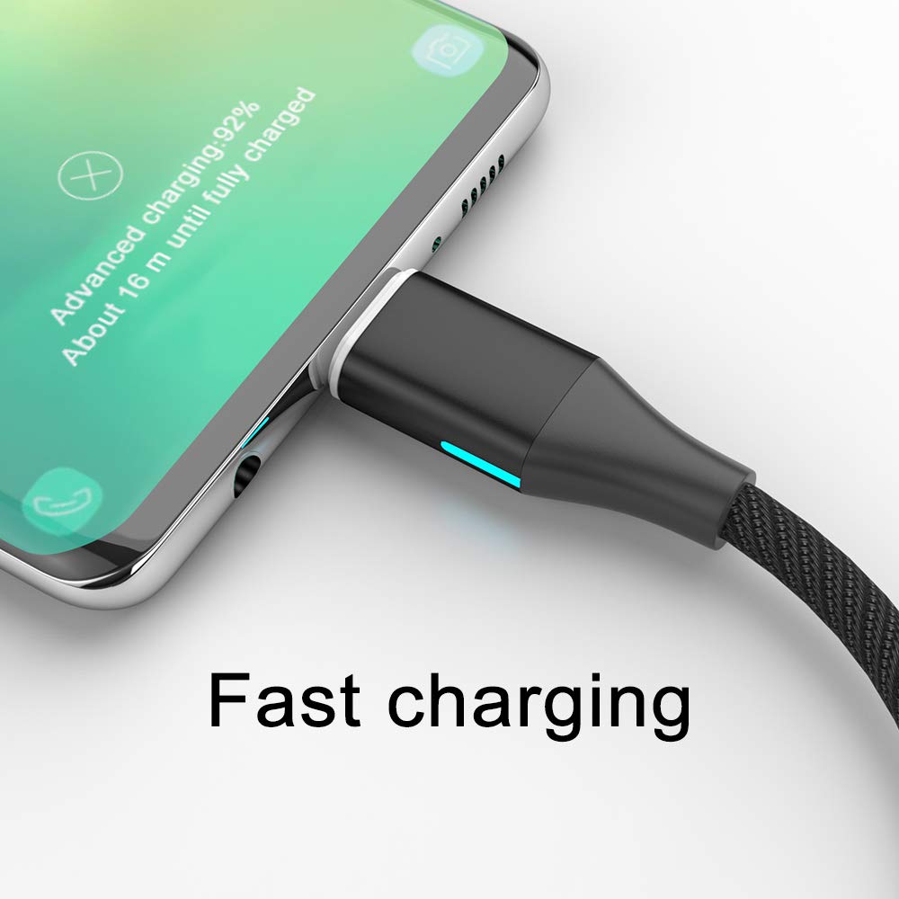 NetDot Gen10 2in1 Nylon Braided Magnetic Charging Cable Fast Charging and Data Transfer for Micro USB and USB C Android Smartphones (3.3ft / 3 Pack, Black)
